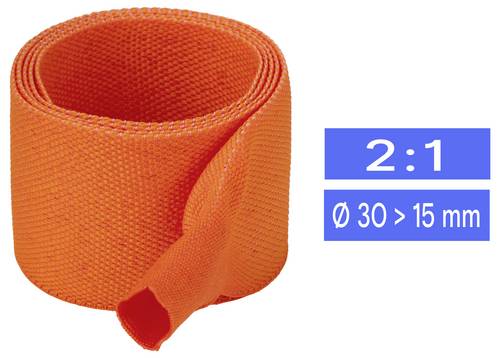 TRU COMPONENTS TC-14976148 Gewebe-Schrumpfschlauch Orange 30 mm 15 mm Schrumpfrate:2:1 Meterware