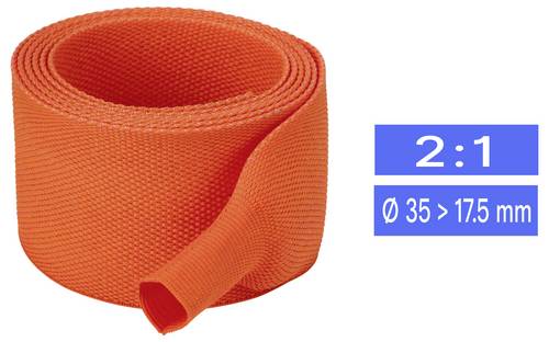 TRU COMPONENTS TC-14976152 Gewebe-Schrumpfschlauch Orange 35 mm 17.5 mm Schrumpfrate:2:1 Meterware