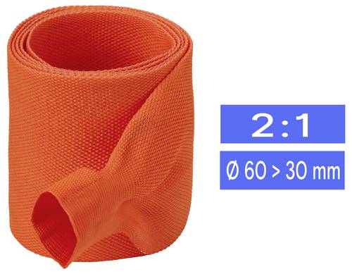 TRU COMPONENTS TC-14976156 Gewebe-Schrumpfschlauch Orange 60 mm 30 mm Schrumpfrate:2:1 Meterware