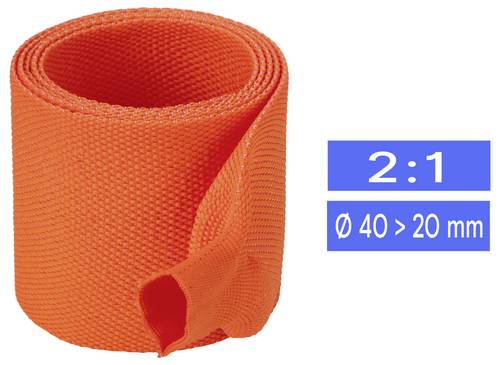 TRU COMPONENTS TC-14976160 Gewebe-Schrumpfschlauch Orange 40 mm 20 mm Schrumpfrate:2:1 Meterware