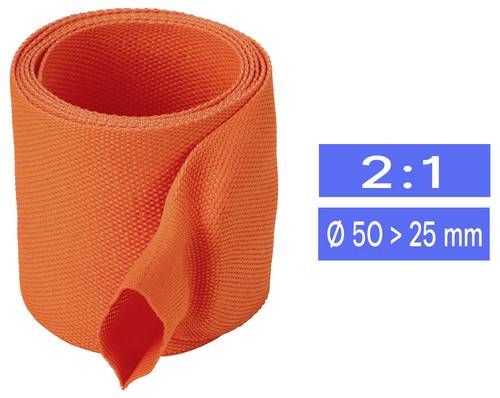 TRU COMPONENTS TC-14976164 Gewebe-Schrumpfschlauch Orange 50 mm 25 mm Schrumpfrate:2:1 Meterware