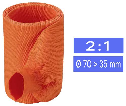 TRU COMPONENTS TC-14976168 Gewebe-Schrumpfschlauch Orange 70 mm 35 mm Schrumpfrate:2:1 Meterware