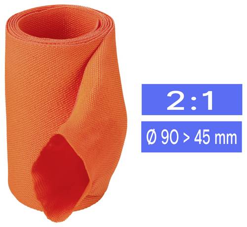 TRU COMPONENTS TC-14976176 Gewebe-Schrumpfschlauch Orange 90 mm 45 mm Schrumpfrate:2:1 Meterware