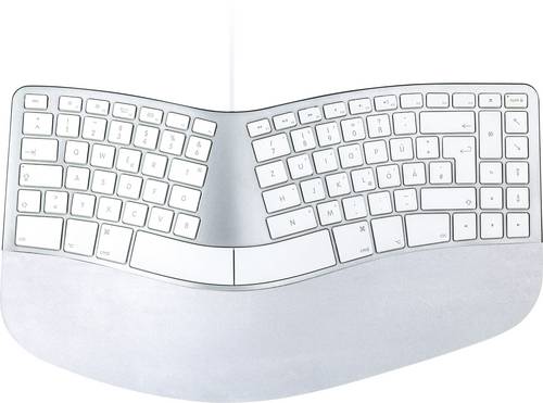 Matias FK313-DE Sculpted Ergonomic Wired Keyboard for Mac USB Tastatur Deutsch, QWERTZ, Mac Silber/