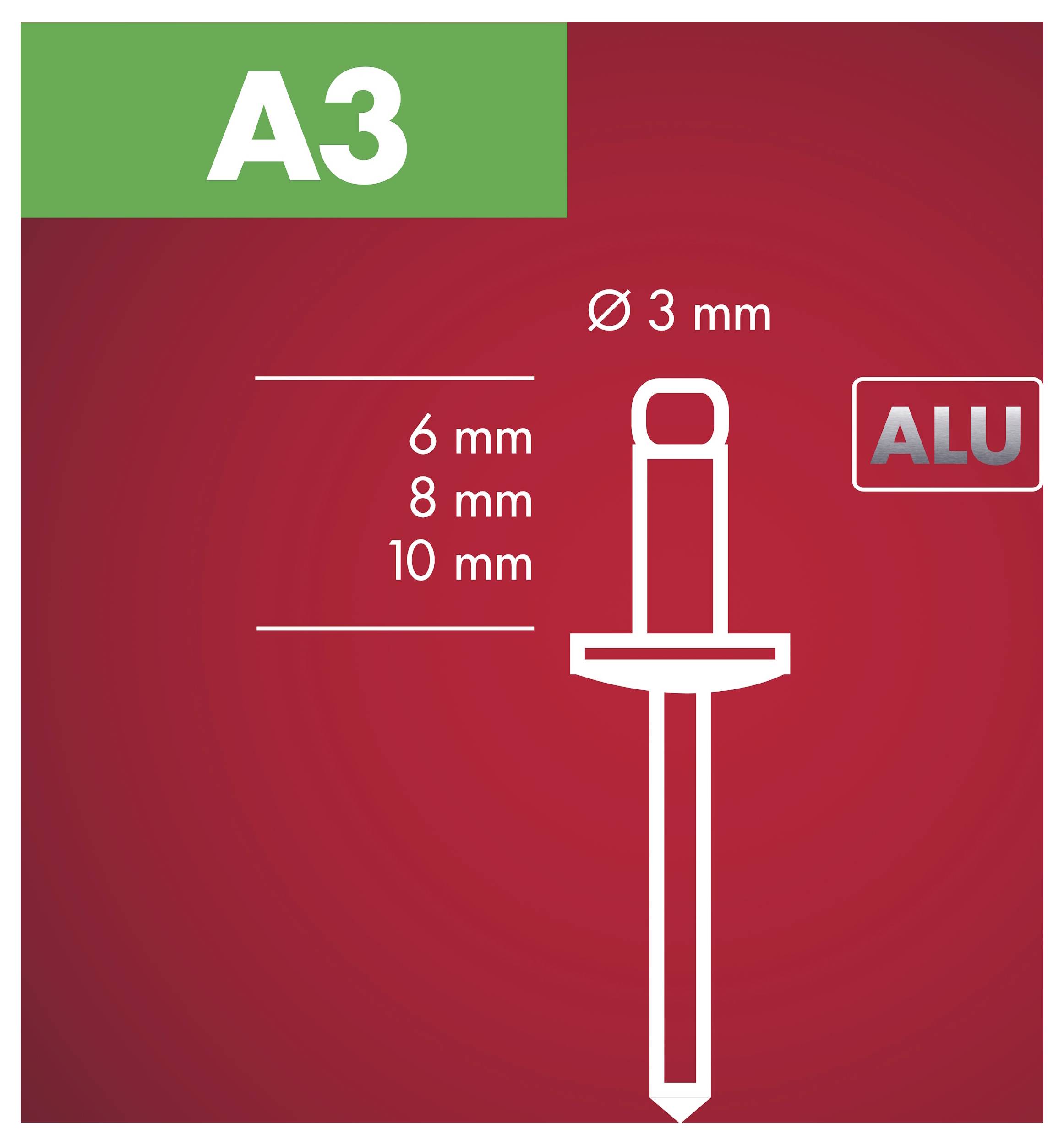 Arrow Tool Group 723073 Blindniete (Ø x L) 3mm x 6mm Aluminium RA 3 X 6 ALU 100ST 100St.