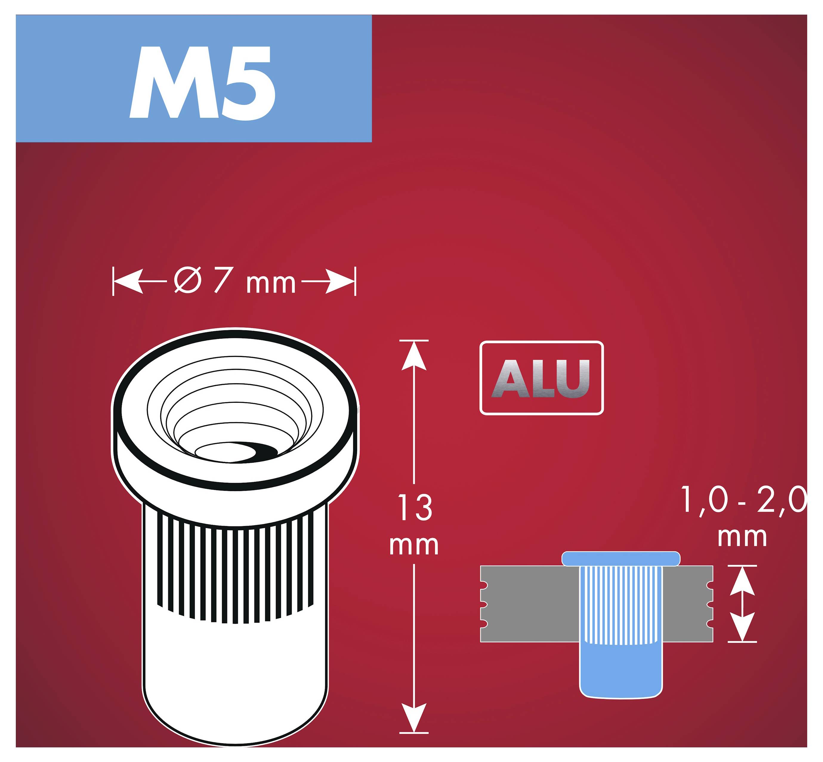Arrow Tool Group 762614 Blindnietmutter (Ø x L) 7mm x 13mm M5 Aluminium RN M5 7 x 13 ALU 50ST 50St.