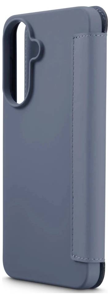 Blaugrauer Smartphone-Schutzhülle mit vertikalem Kameraausschnitt und seitlichem Klappdeckel oder Griffpanel.