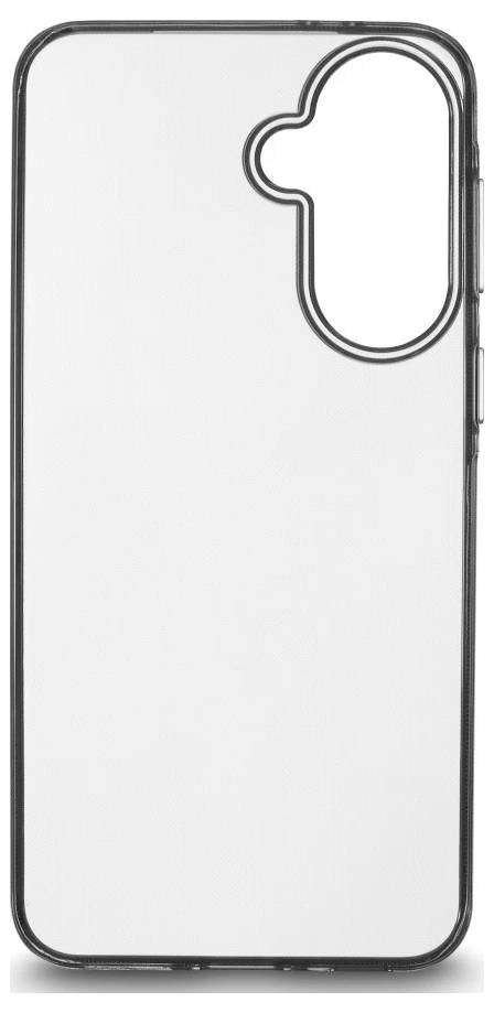 Transparente Smartphone-Schutzhülle mit abgerundeten Kanten und großer Aussparung für das rückwärtige Kameramodul.