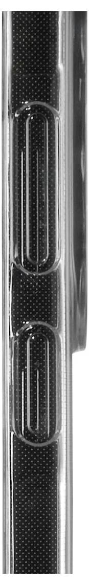 Nahaufnahme eines schwarzen strukturierten Stoffs oder Riemens mit zwei vertikal ausgerichteten ovalen Metallclips oder -schleifen.