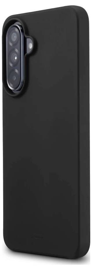 Schwarze Smartphone-Schutzhülle mit erhöhtem Kameraausschnitt für eine Mehrlinsen-Rückkamera.