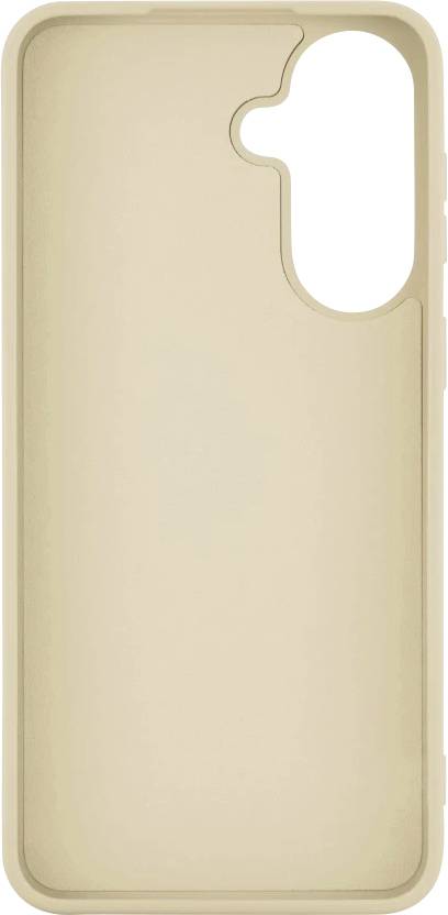 Beige-farbige Smartphone-Hülle, Vorderansicht mit Kameraausschnitt oben rechts auf weißem Hintergrund.
