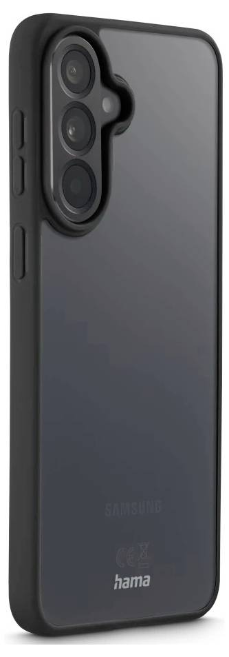 Schwarze Samsung-Handyhülle mit erhöbenem Dreifach-Kameraausschnitt und seitlichen Tastaturabdeckungen, auf weißem Hintergrund gezeigt.