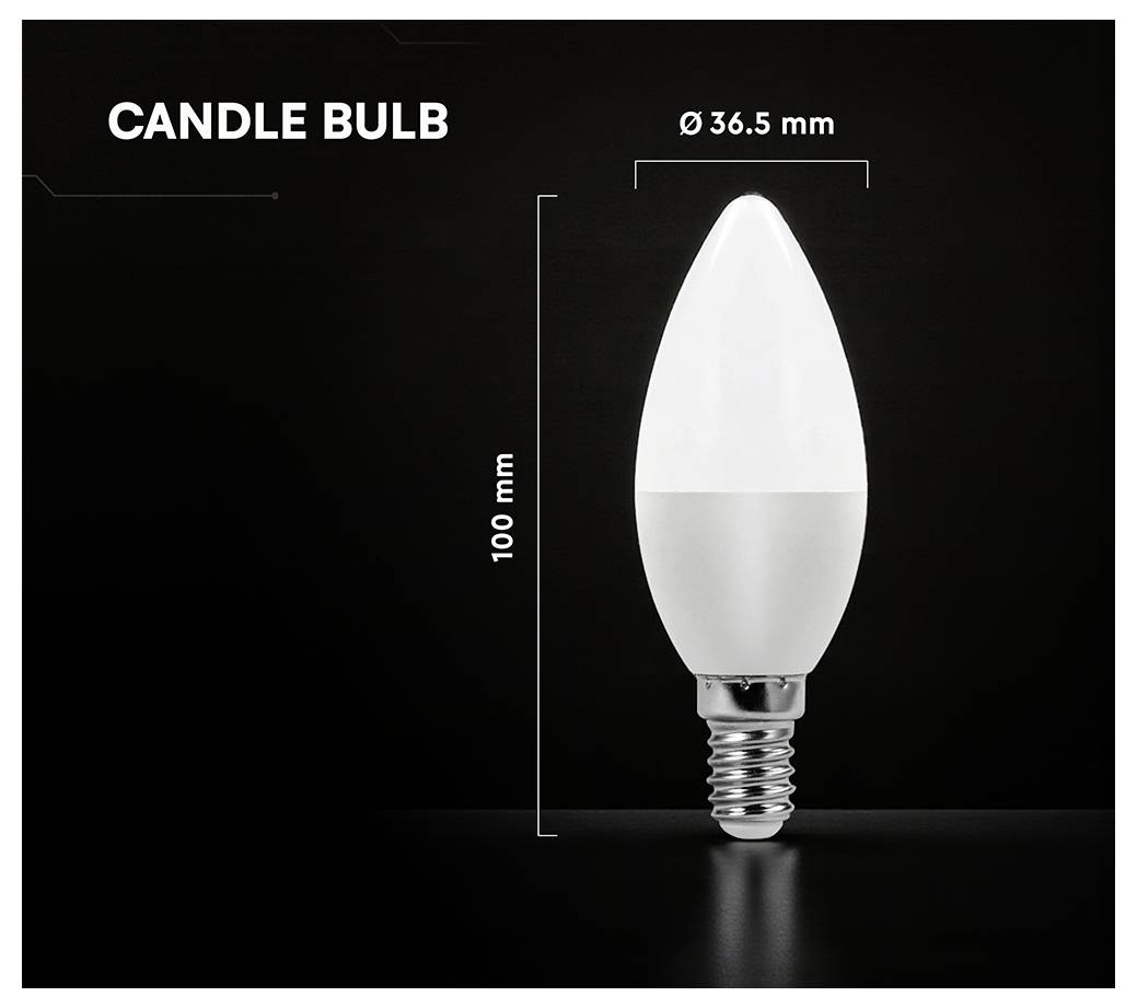 Produktbild einer Kerzenglühbirne mit der Bezeichnung „CANDLE BULB