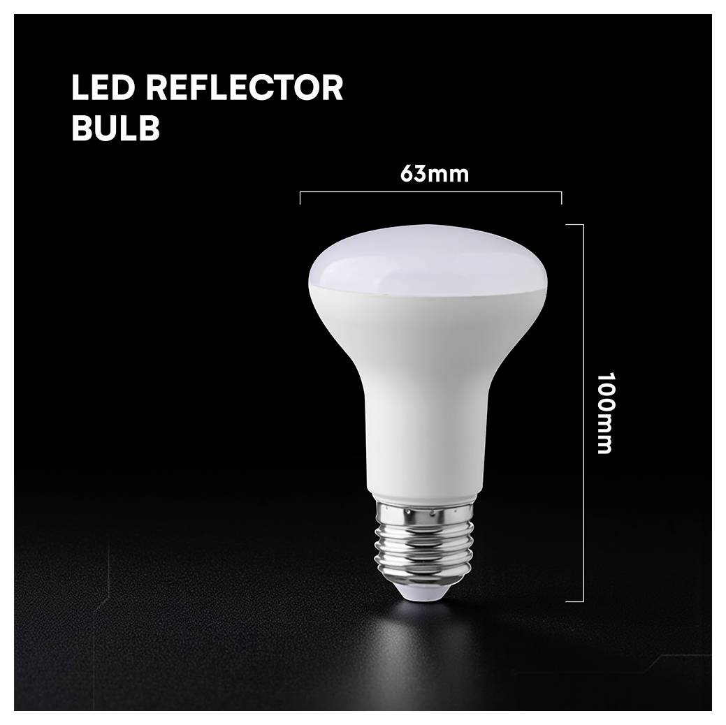 LED-Reflektorbime auf schwarzem Hintergrund, beschriftet 63 mm breit und 100 mm hoch.