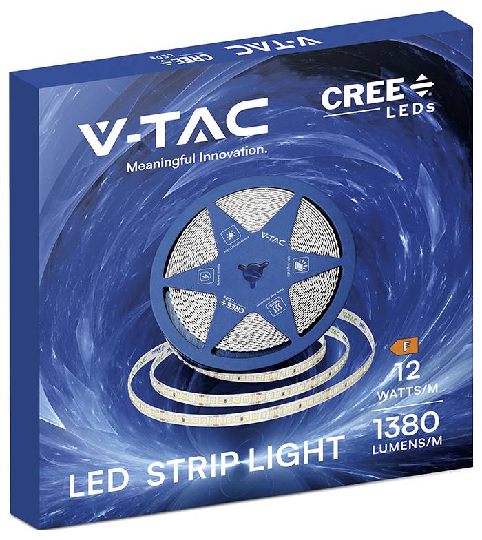 V-TAC LED-Streifenleuchte mit CREE-LEDs, 12 Watt/m und 1380 Lumen/m.