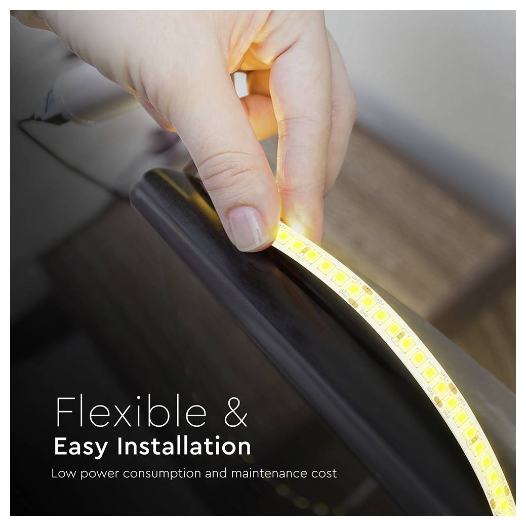 Produktbild einer 10-Meter-Rolle LED-Streifen mit 5mm Breite, mit der Aufschrift „120 LEDs pro Meter