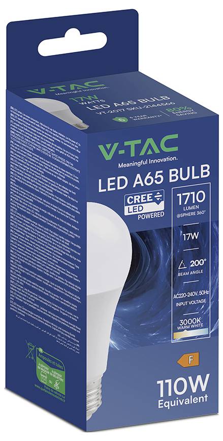 V-TAC 2144566 LED EEK F (A - G) E27 17W = 110W 1St.