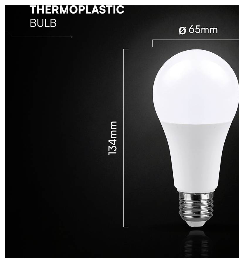 Produktbild einer weißen Thermoplast-Glühbirne mit der Bezeichnung „THERMOPLASTIC BULB