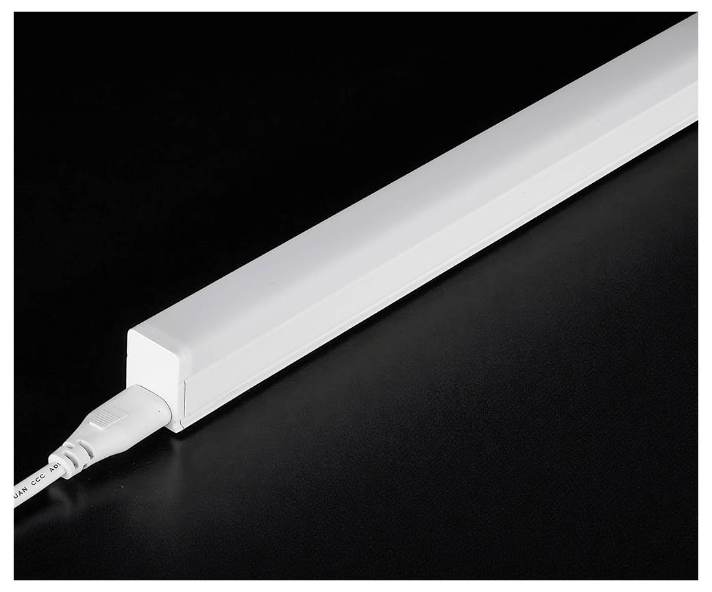 Schwarze Schienenstrahler mit zylindrischen Spotlights und eingezoomter Ansicht der COB-LED von Cree.