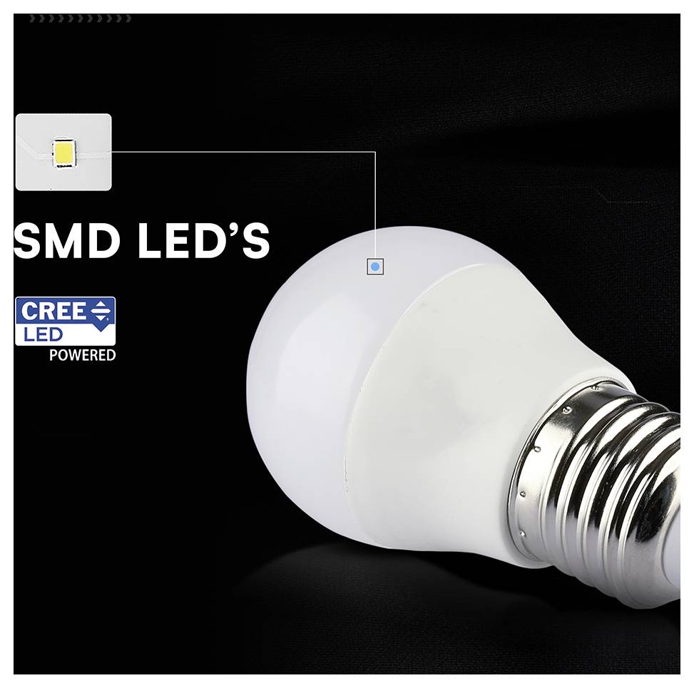 Produktbild einer LED-Glühbirne mit der Bezeichnung „SMD LED'S
