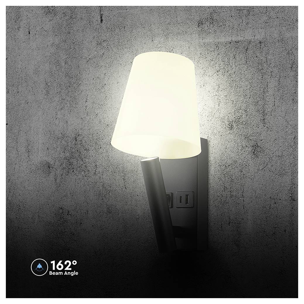 V-TAC VT-88062 240016 Wand-Nachttischlampe EEK: G (A - G) 2W Schwarz