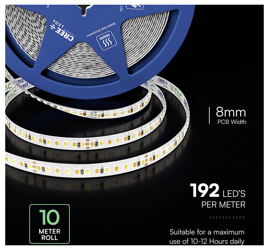 Produktbild einer LED-Streifenleuchte auf einer blauen Spule, die 