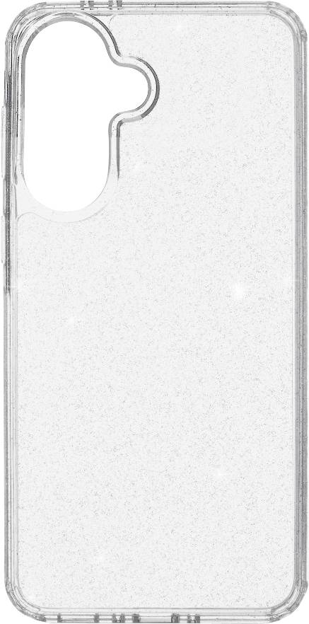 Durchsichtige, transparente Smartphone-Schutzhülle auf weißem Hintergrund, mit einer Aussparung für die rückwärtige Kamera.