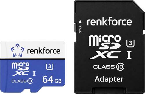 Renkforce RFmSD64 microSDXC-Karte 64 GB A1 Application Performance Class, v30 Video Speed Class ink