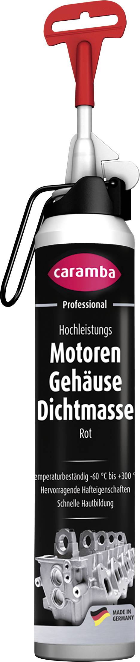 Eine schwarze und rote Caramba Professional Sprühdose mit der Aufschrift 