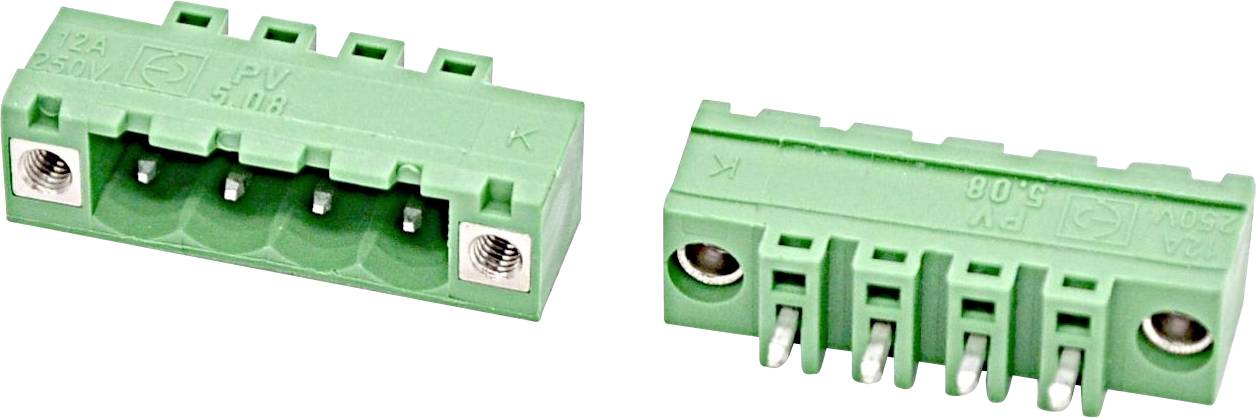 Blauer 2-poligen elektrischer Steckverbinder aus zwei Winkeln gezeigt, mit Metallstiften und Steckplatzöffnungen.