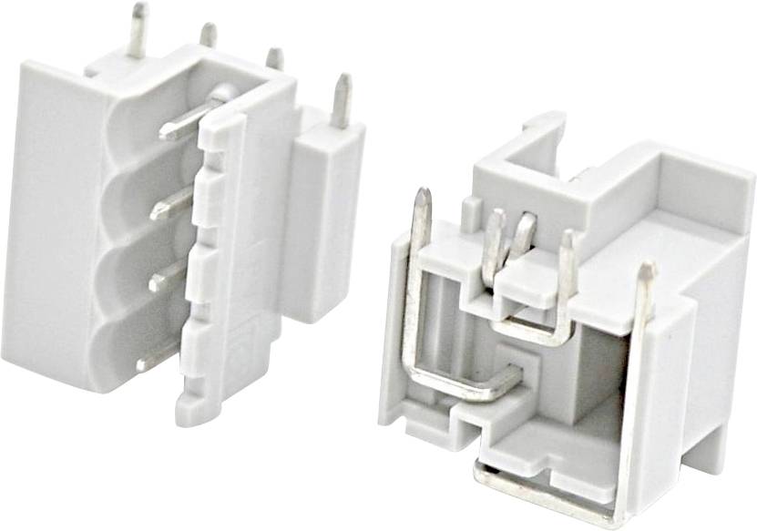 Zwei weiße Kunststoff-Elektrostecker mit Metallstiften, nebeneinander auf weißem Hintergrund dargestellt.