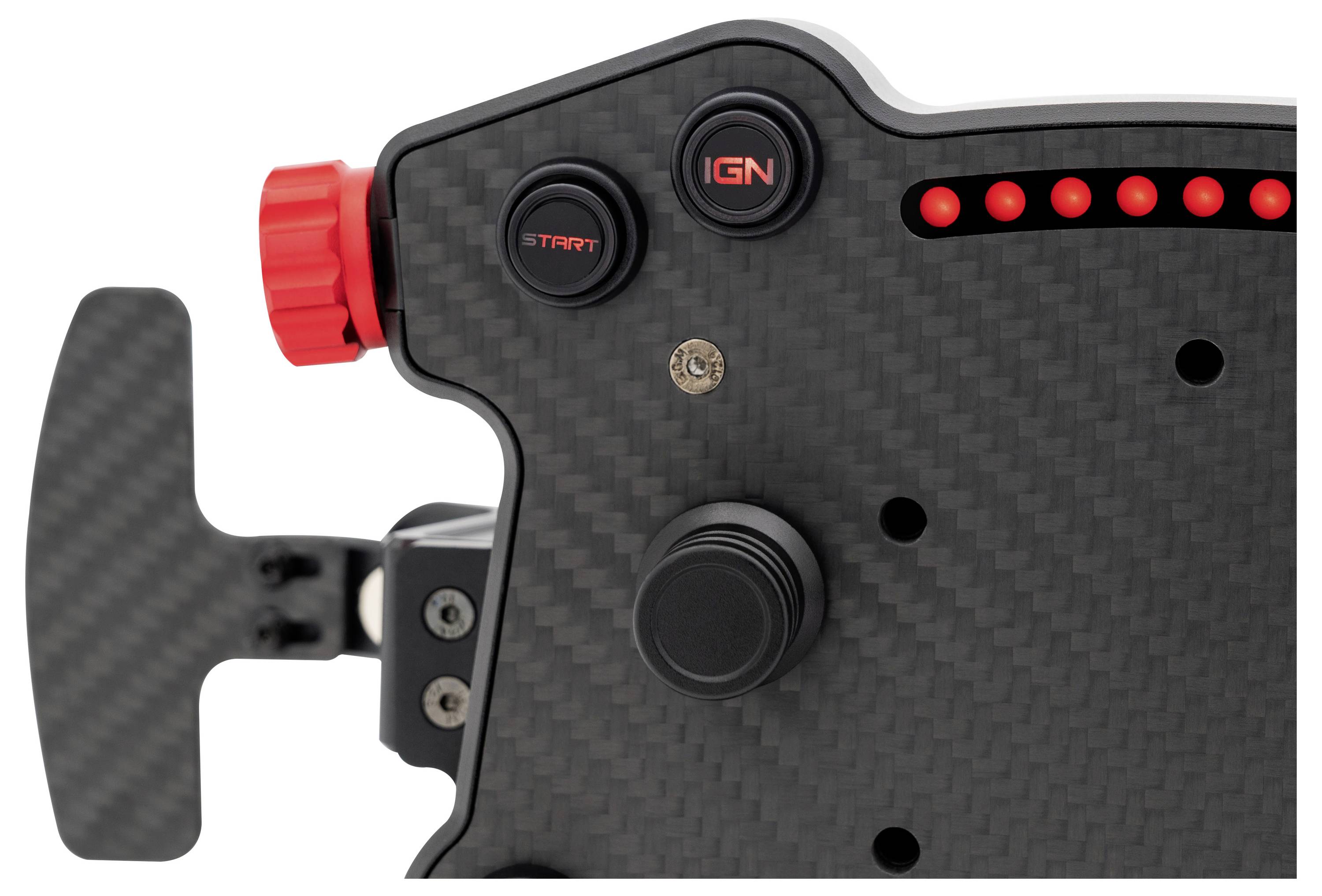 Nahaufnahme eines Racing-Lenkrad-Controllers mit 