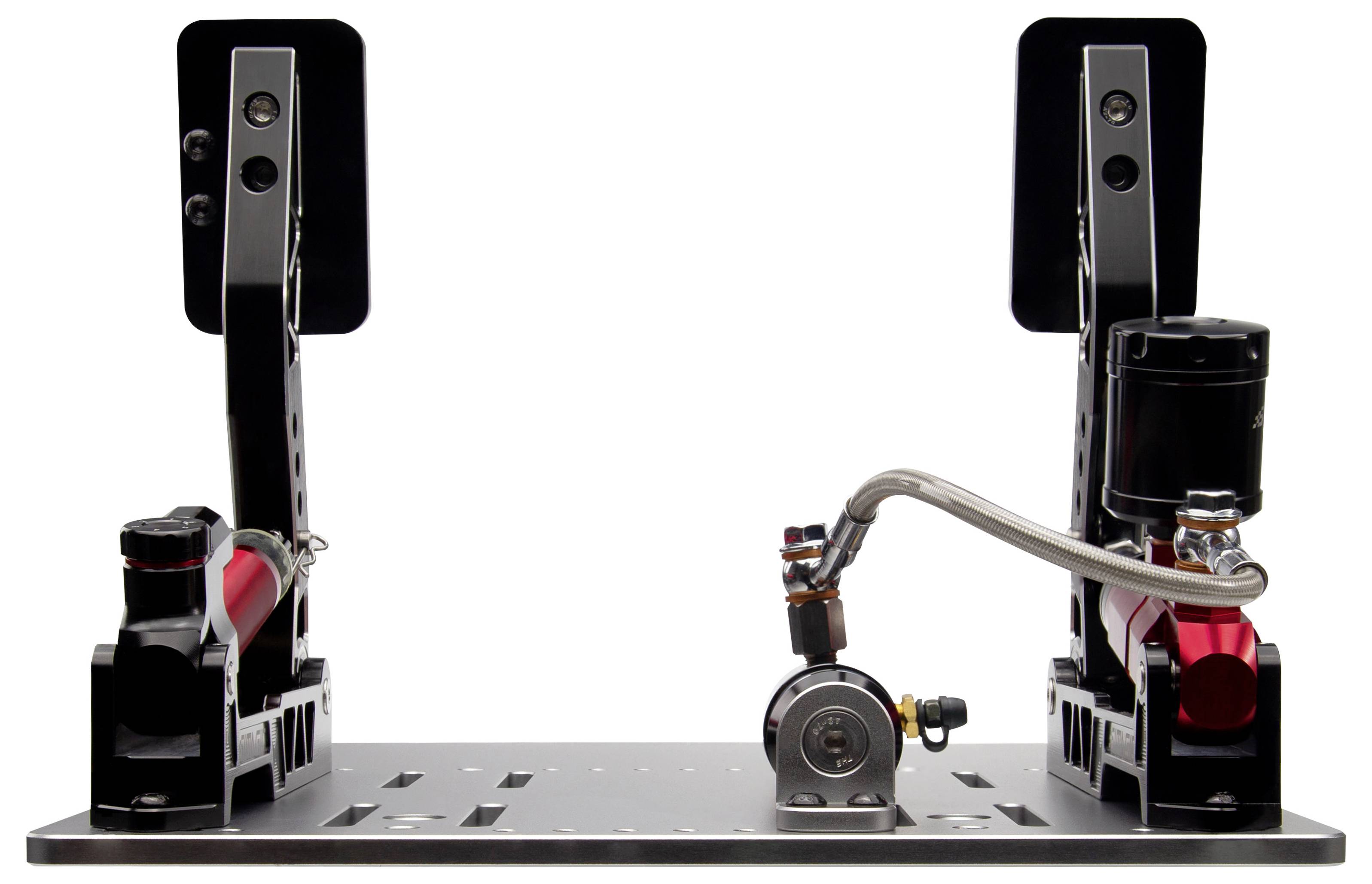 Industrielle Testvorrichtung mit zwei aufrechten Sensorbefestigungen und einer zentralen Motoranordnung auf einer Metallgrundplatte, die einen mechanischen Prototyp-Setup zeigt.