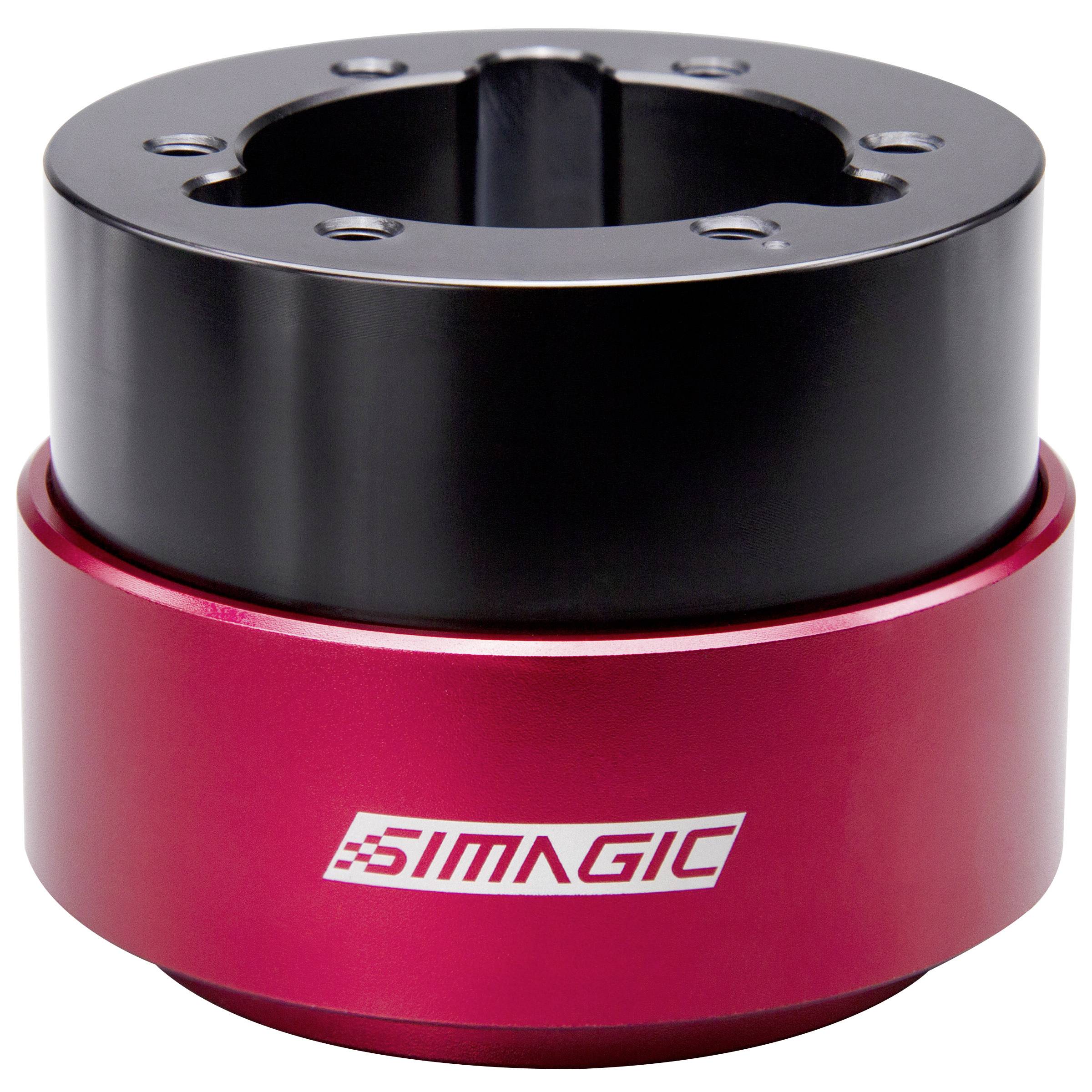 Rotes und schwarzes zylindrisches Metallbauteil mit 