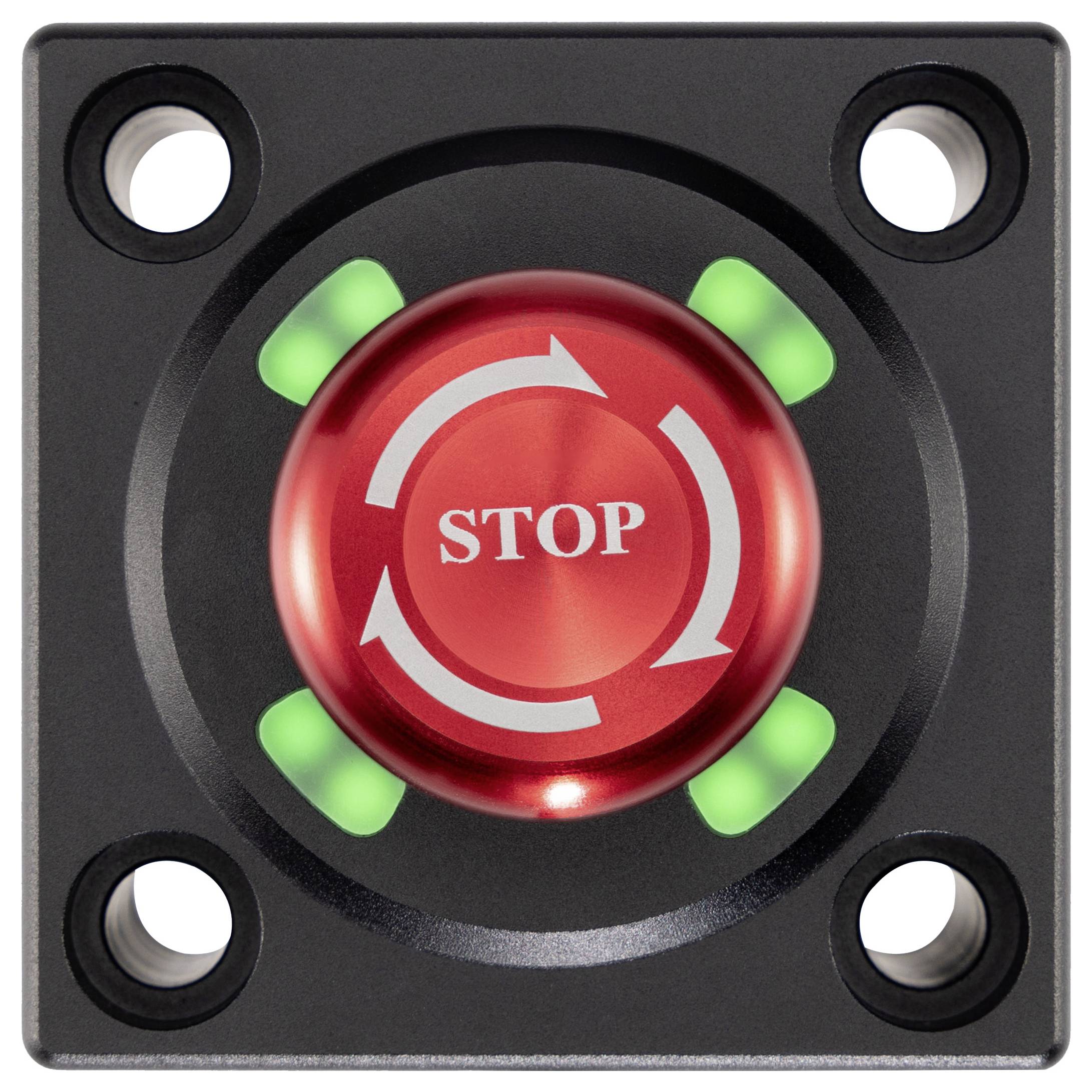 Roter Notausschalter mit der Aufschrift „STOP