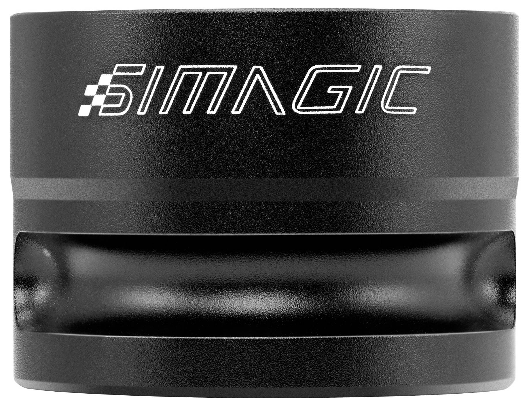 Schwarzer zylindrischer Produktbehälter mit der Bezeichnung „SIMAGE