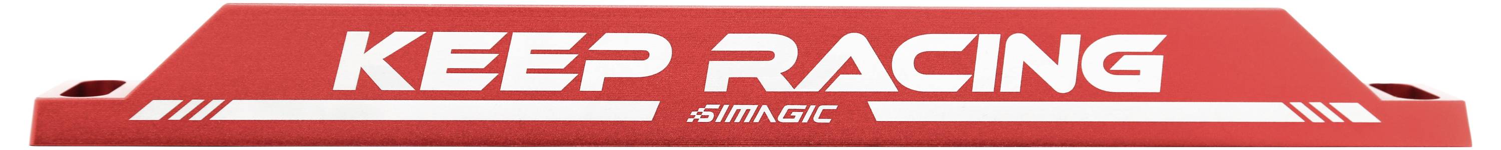 Rotes Rennstil-Banner mit dem Text „KEEP RACING