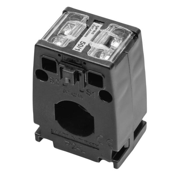 Black electrical control component with two clear terminal covers on top and mounting holes on the front.