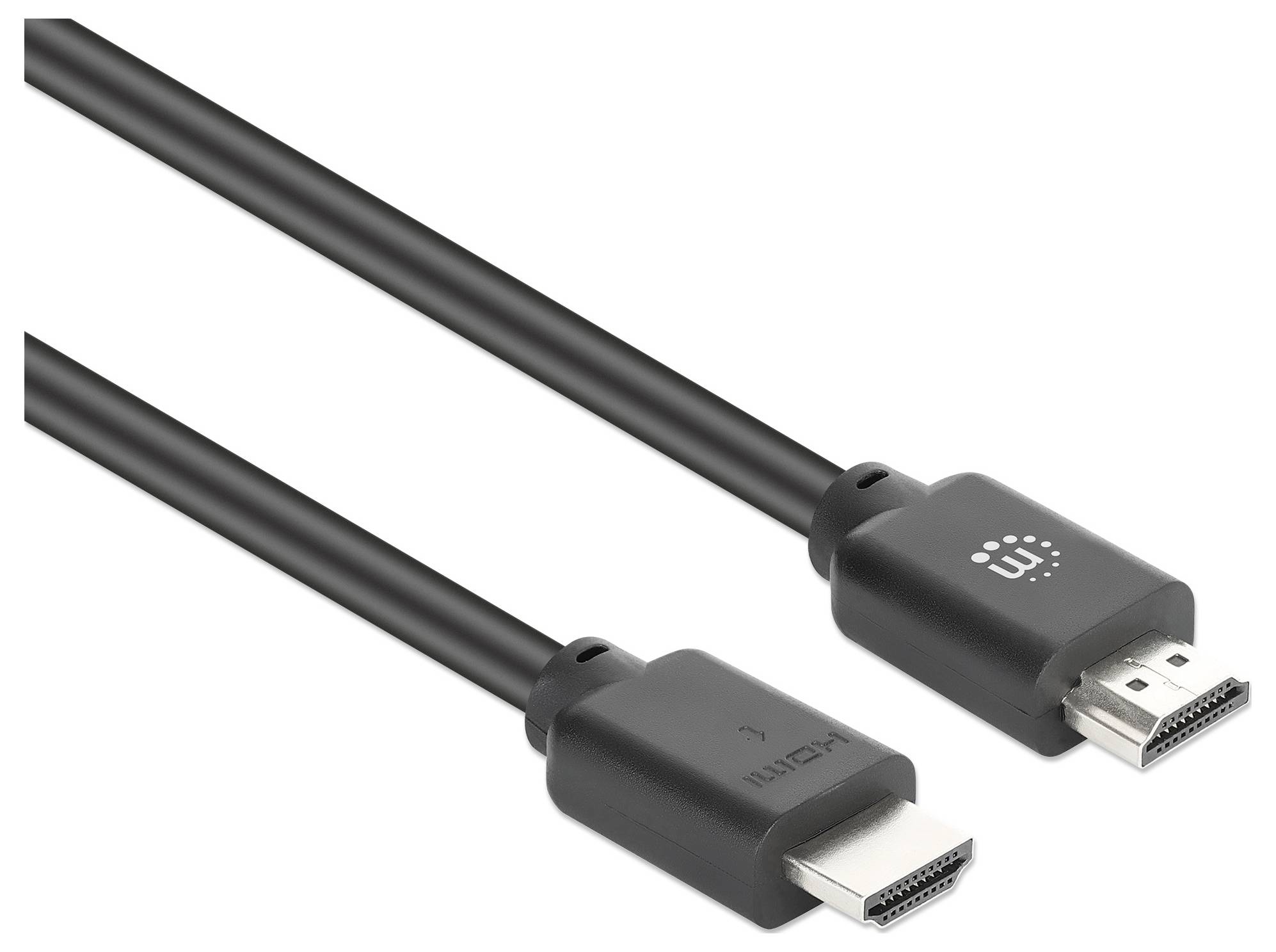 Manhattan HDMI Anschlusskabel HDMI-A Stecker 2m Schwarz 356657 4K UHD, PVC-Mantel, vergoldete Steckkontakte, doppelt geschirmt