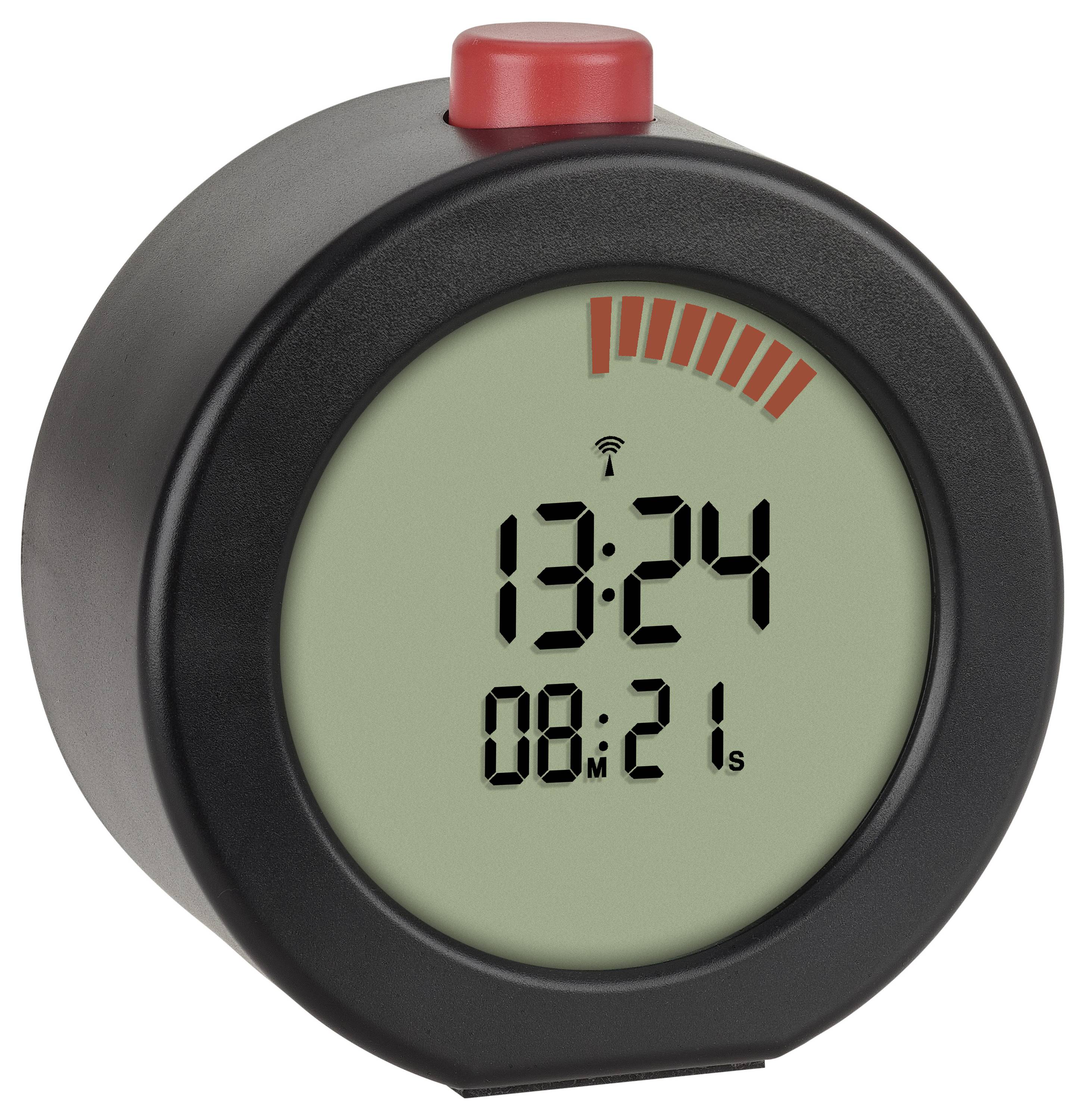 TFA Dostmann 60.2569.01 Funk Wecker Schwarz, Rot Alarmzeiten 1 1 Timerzeit, Großes Display