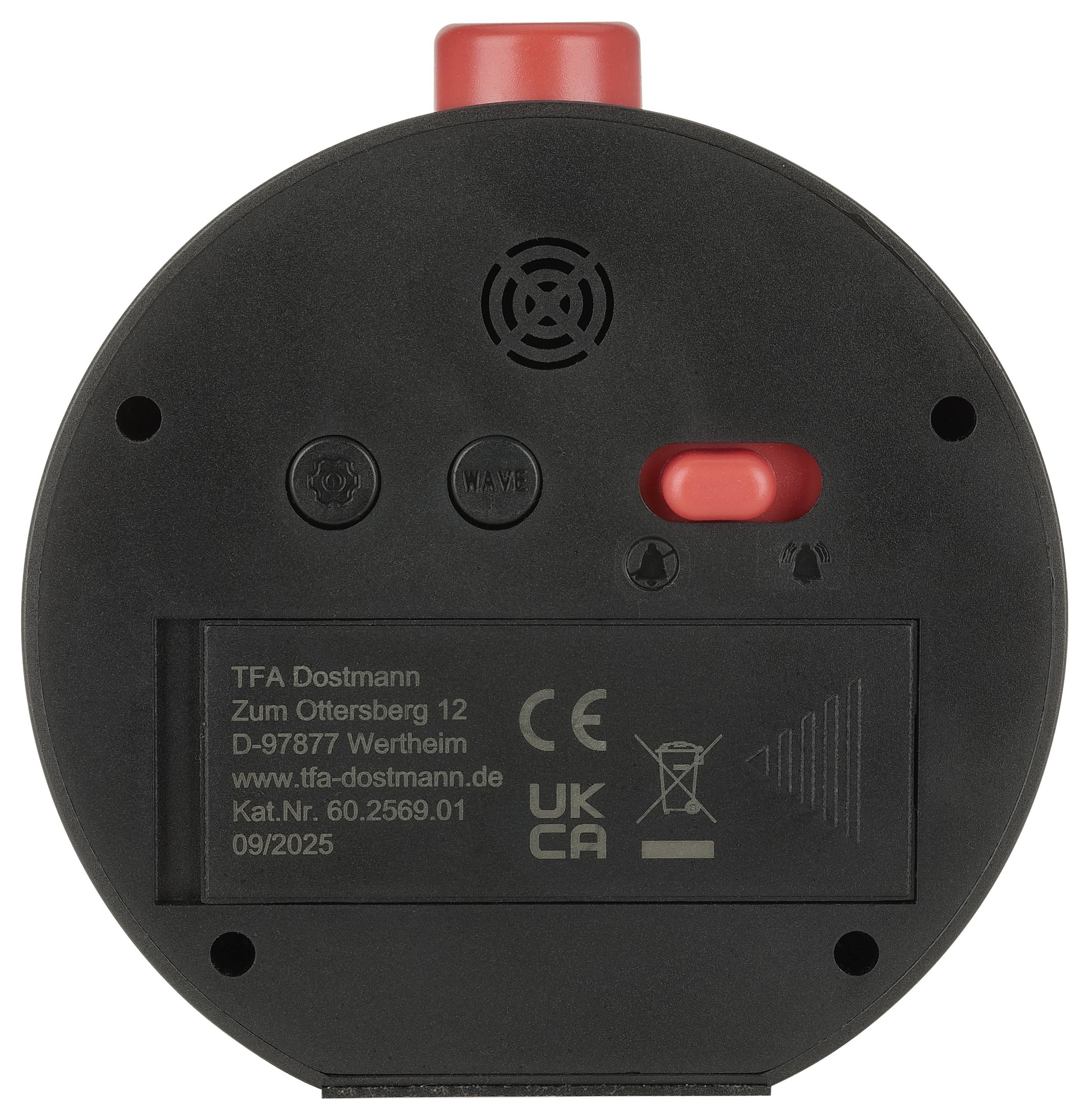 TFA Dostmann 60.2569.01 Funk Wecker Schwarz, Rot Alarmzeiten 1 1 Timerzeit, Großes Display