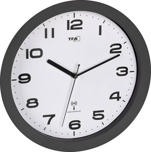 TFA Dostmann 60.3554.10 Funk Wanduhr 50 mm x 320 mm Anthrazit Leisegang-Uhrwerk