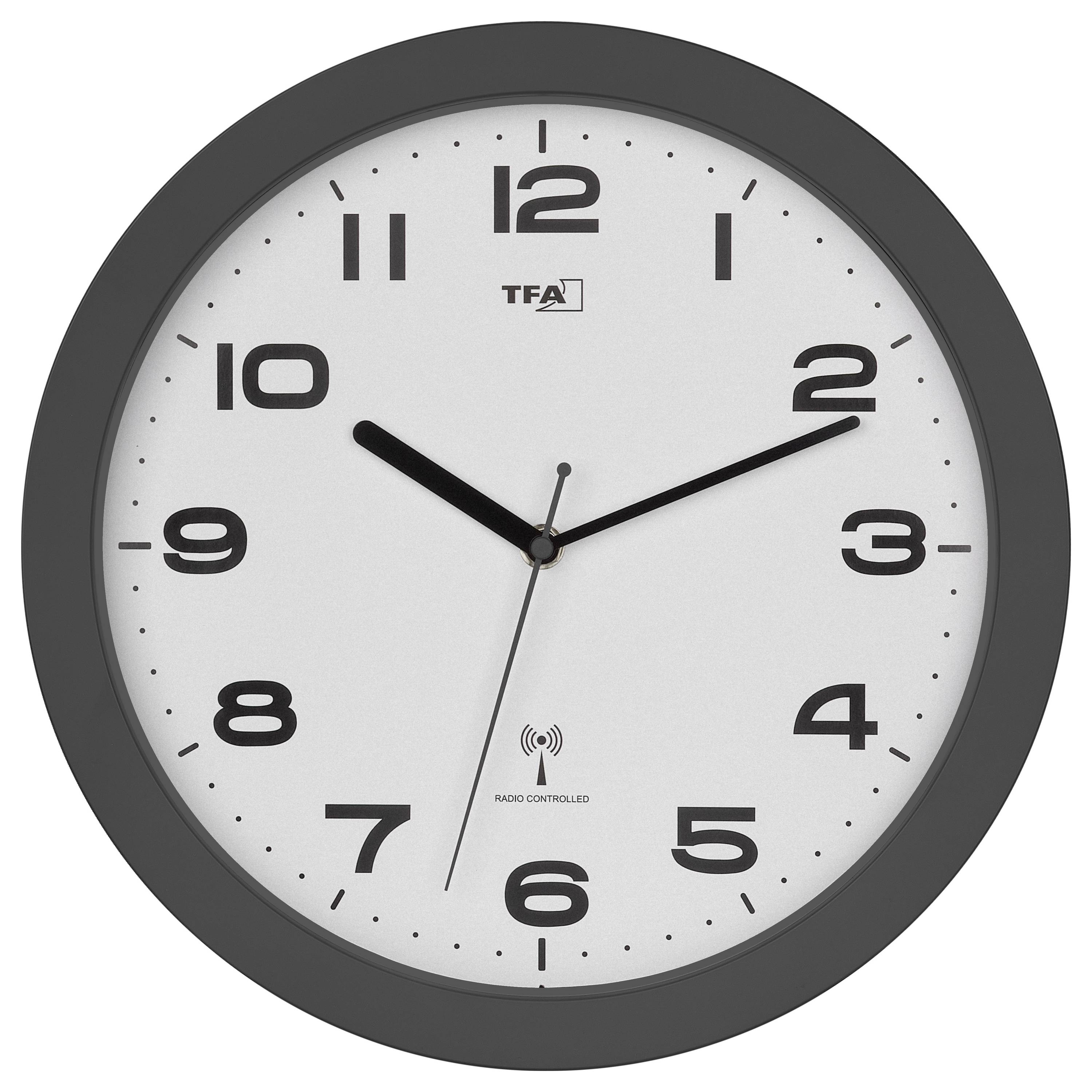 TFA Dostmann 60.3554.10 Funk Wanduhr 50mm x 320mm Anthrazit Leisegang-Uhrwerk