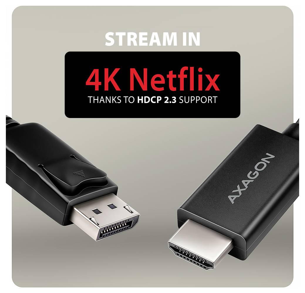 Werbegrafikdesign mit zwei HDMI-Kabeln und dem Text „IN 4K STREAMEN Netflix