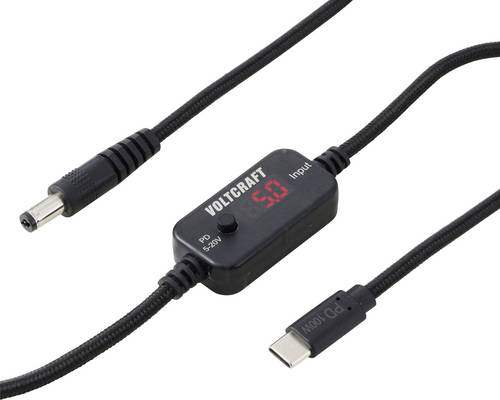 VOLTCRAFT USB Spannungswandler Hohlstecker 5.5 x 2.1 mm Schwarz USB-C® PD/DC Wandler, Ausgangsspann