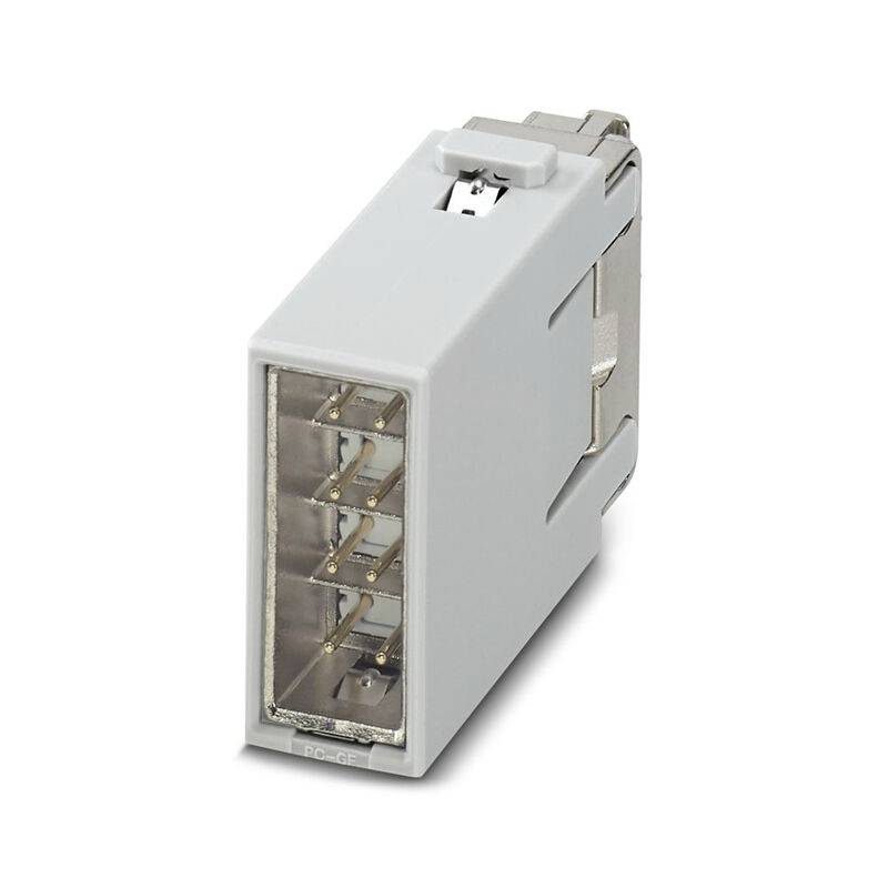 Grau-schwarzes Elektrorelaismodul mit transparenter Frontabdeckung und Metallklemmen, isoliert auf weißem Hintergrund dargestellt.