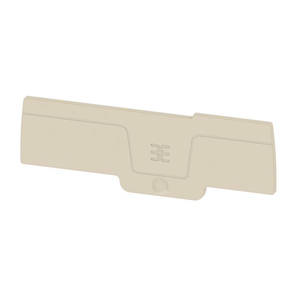 Beige Aktenordner mit zentralem Reiter und minimalem Logo, gezeigt auf weißem Hintergrund.