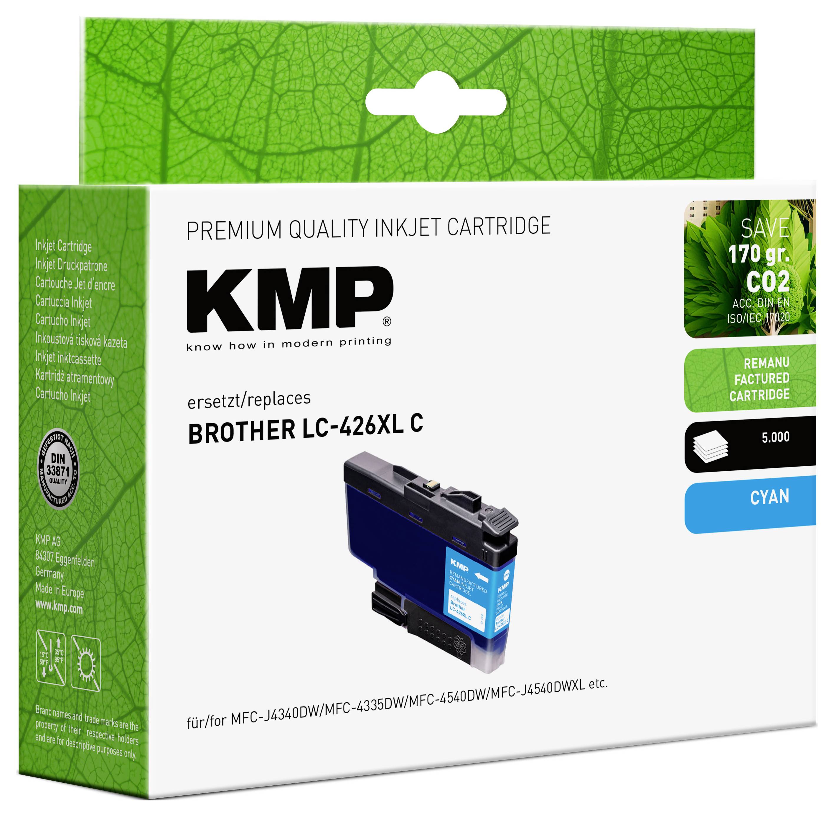 KMP Druckerpatrone ersetzt Brother LC426XLC Kompatibel Cyan 1550,4003