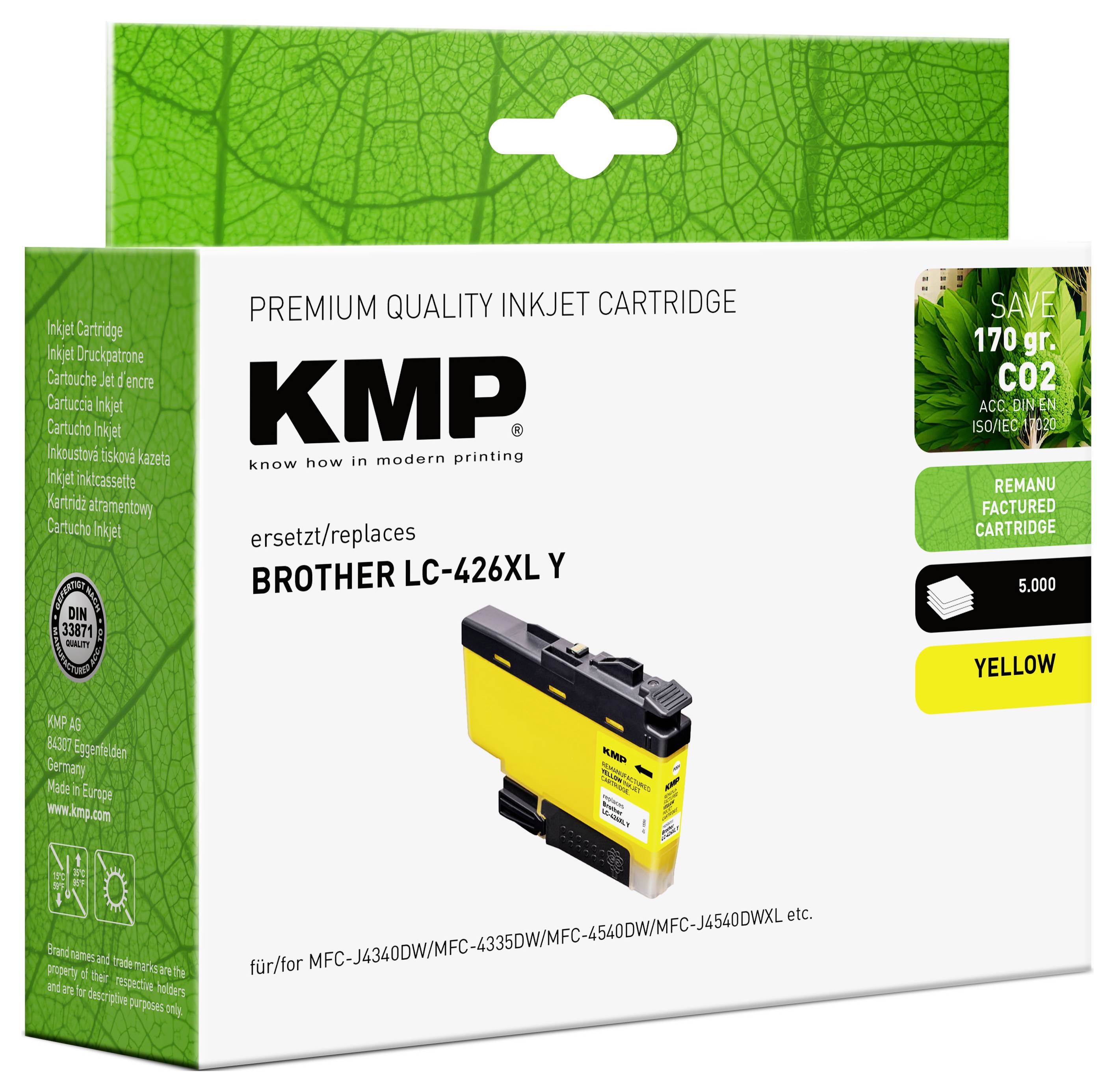 KMP Druckerpatrone ersetzt Brother LC426XLY Kompatibel Gelb 1550,4009