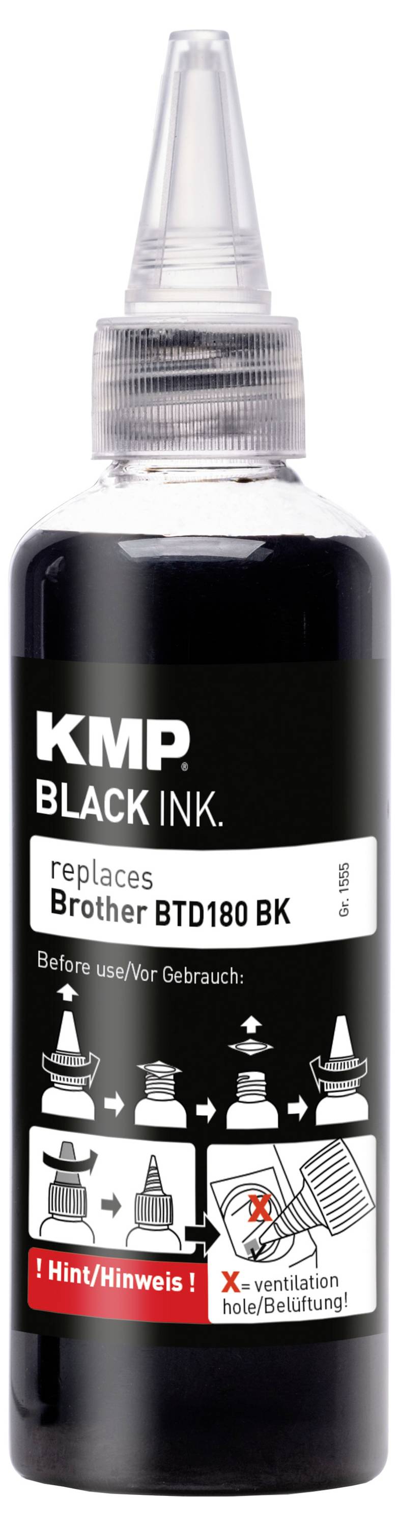 KMP Nachfülltinte ersetzt Brother BTD180BK Kompatibel Schwarz 110ml 1555,0001